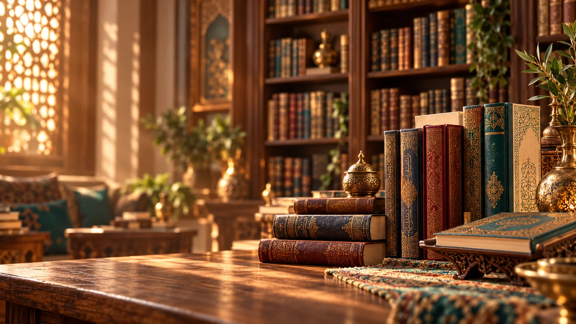 مكتبة أنيقة ومجموعات من الكتب المختارة