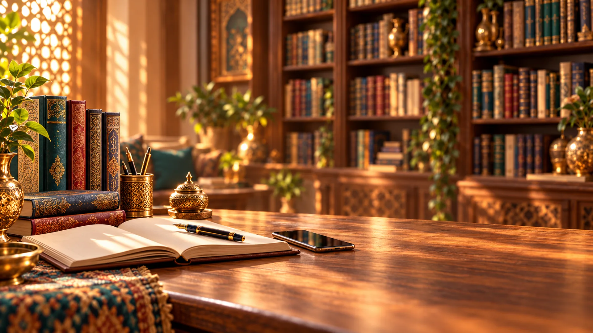 كتب ومكتبة بأجواء دافئة